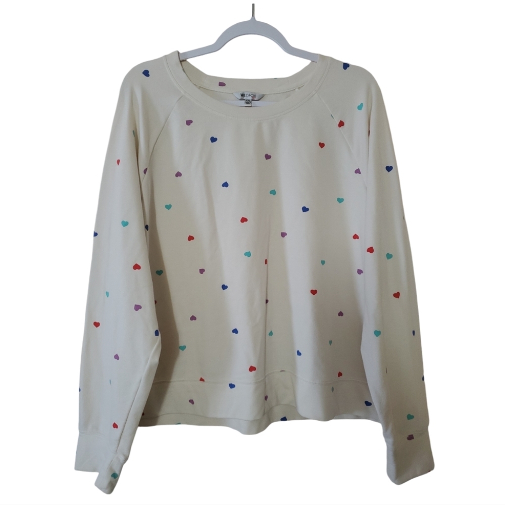 Wildfox Hearts Print Sweatshirt XXL Loungewear Side Splits Womens